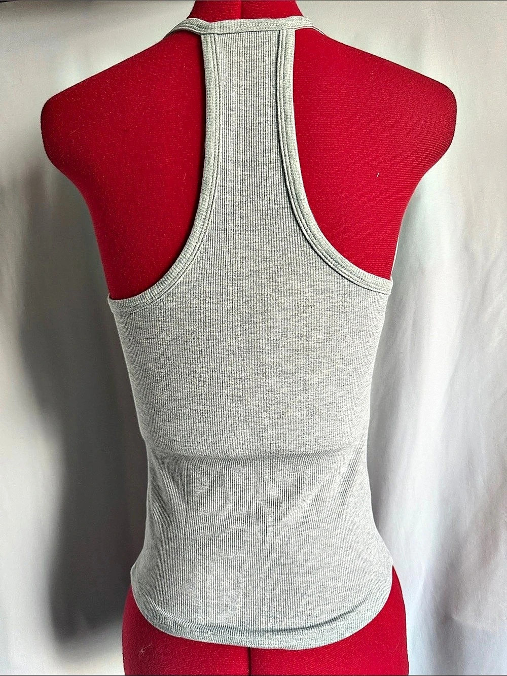 Gray Ribbed Tank Top Like New - Picture 2 of 4